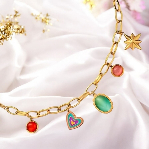 🆕️18K Gold Plated Stainless Steel Spring Charm Necklace - Boho Chic & Trendy ✨ - Picture 8 of 14